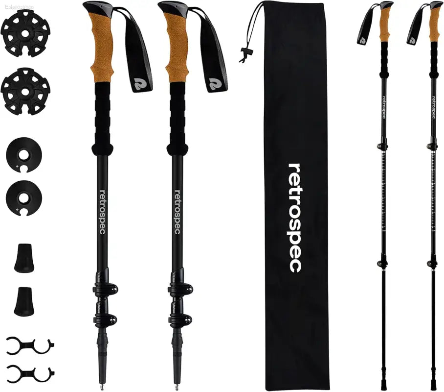 Retrospec Solstice Hiking Poles for Men & Women - Adjustable and Collapsible Lightweight Walking & Trekking Sticks - Aluminum W/Cork or Foam Grip