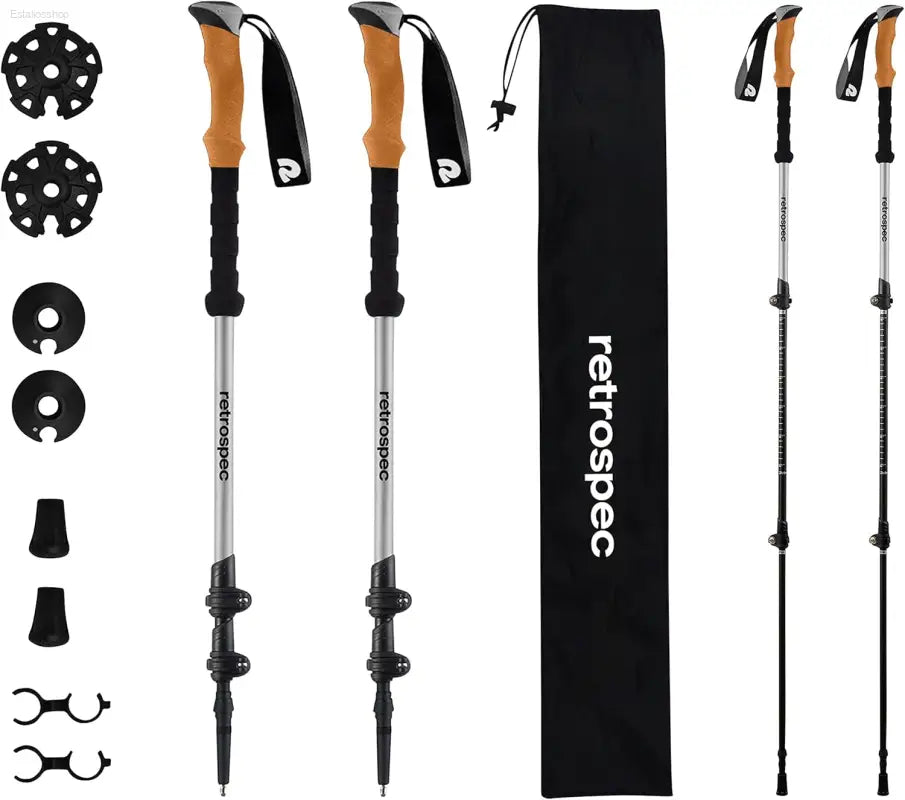 Retrospec Solstice Hiking Poles for Men & Women - Adjustable and Collapsible Lightweight Walking & Trekking Sticks - Aluminum W/Cork or Foam Grip