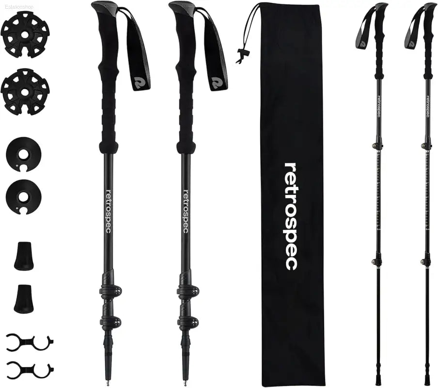 Retrospec Solstice Hiking Poles for Men & Women - Adjustable and Collapsible Lightweight Walking & Trekking Sticks - Aluminum W/Cork or Foam Grip