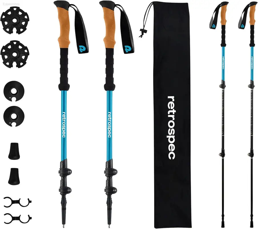 Retrospec Solstice Hiking Poles for Men & Women - Adjustable and Collapsible Lightweight Walking & Trekking Sticks - Aluminum W/Cork or Foam Grip