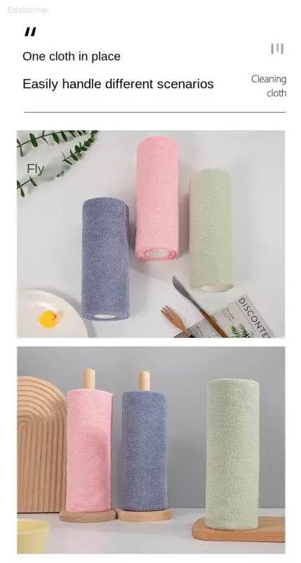 Colorful cleaning cloths.