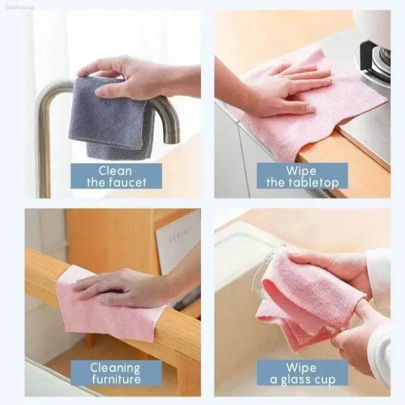 Cleaning cloths for various surfaces.