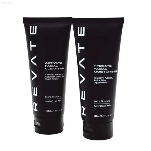 Revate Essentials Cleanser and Moisturiser Bundle with Charcoal and Aloe for Complete Skincare Routine Revate  EstaliosShop