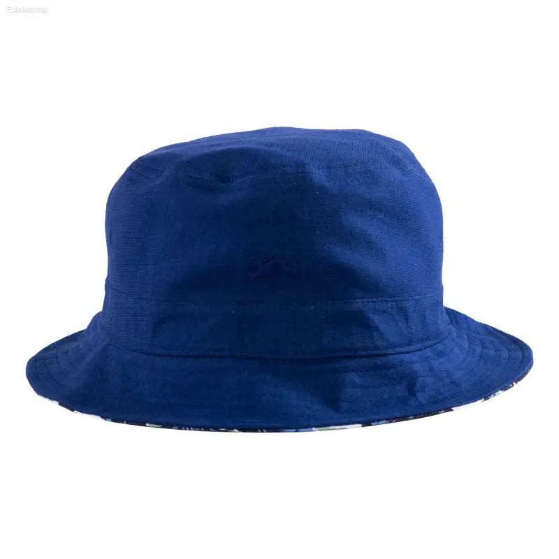 Reversible Linen Cotton Bucket Hat with Rabbit Design - Royal Blue / One Size
