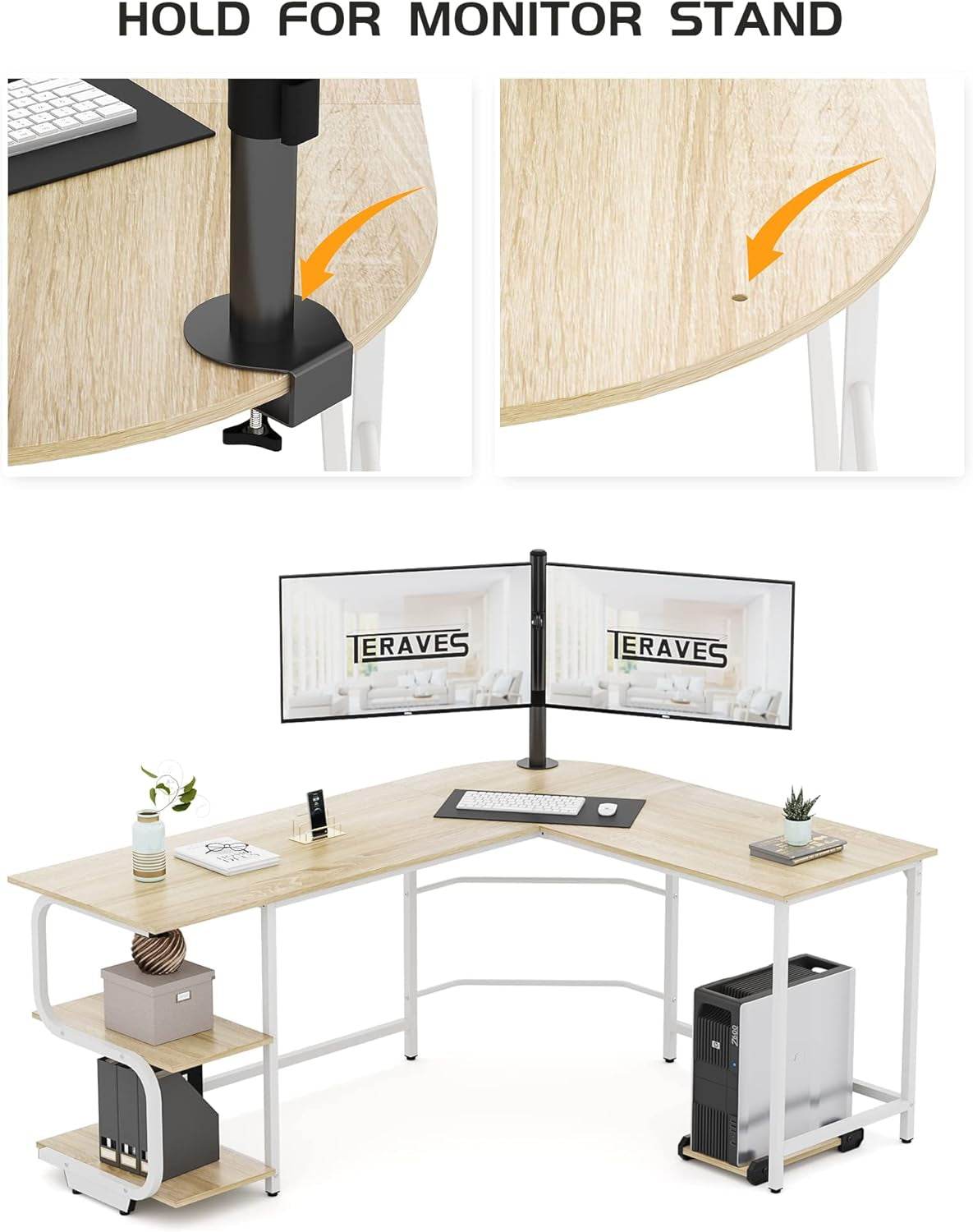 Reversible L Shaped Desk with Large Surface and Storage - Estalios
