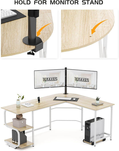 Reversible L Shaped Desk with Large Surface and Storage - Estalios