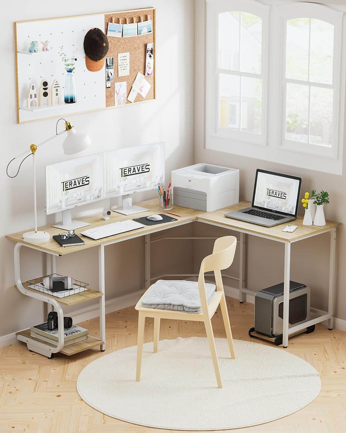 Reversible L Shaped Desk with Large Surface and Storage - Estalios