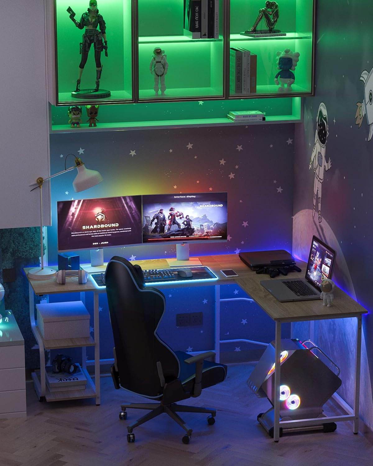 Reversible L Shaped Desk with Large Surface and Storage - Estalios