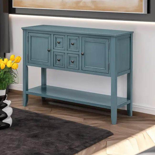 Rexm Cambridge Blue Console Table with Ample Storage - Estalios