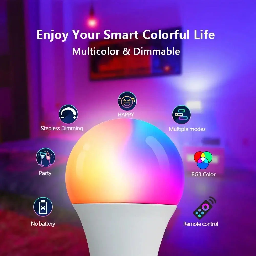 Smart multicolor dimmable RGB LED light bulb 220V E27 for vibrant home lighting