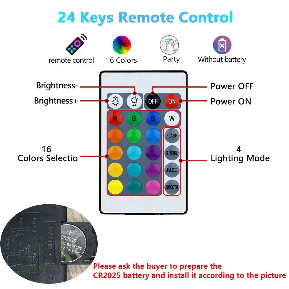 Remote control for RGB LED Light Bulbs 220V E27 with color and lighting options