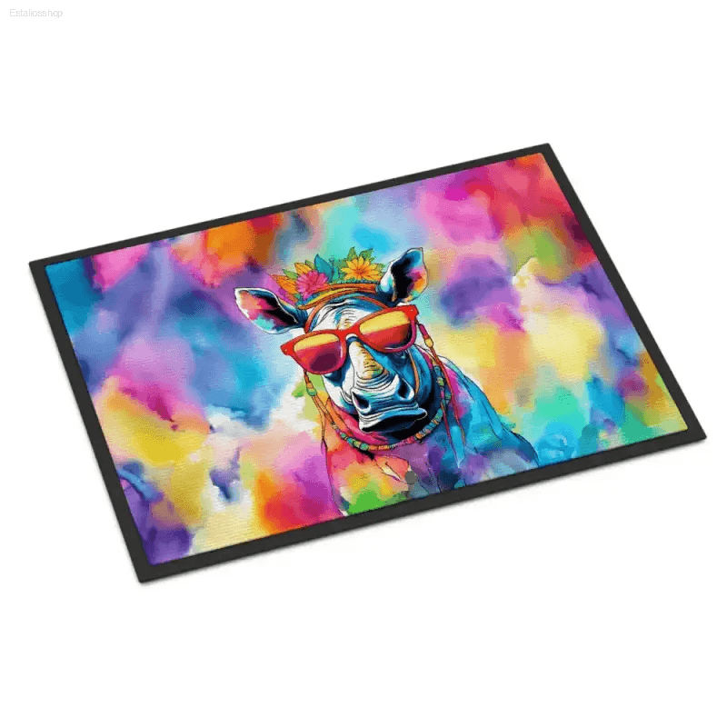 Rhino Rampage: Unleash Color at Your Door! Okay, here's a product description for the Colorful Rhino Doormat, following all - Estalios