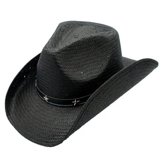 Ride Bold with the Ultimate Black Straw Cowboy Hat - Estalios