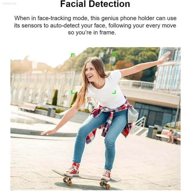 Phone holder with facial detection.