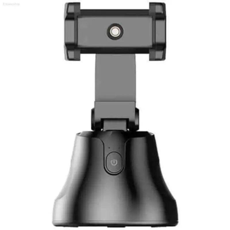 Black smartphone holder with rotating base.