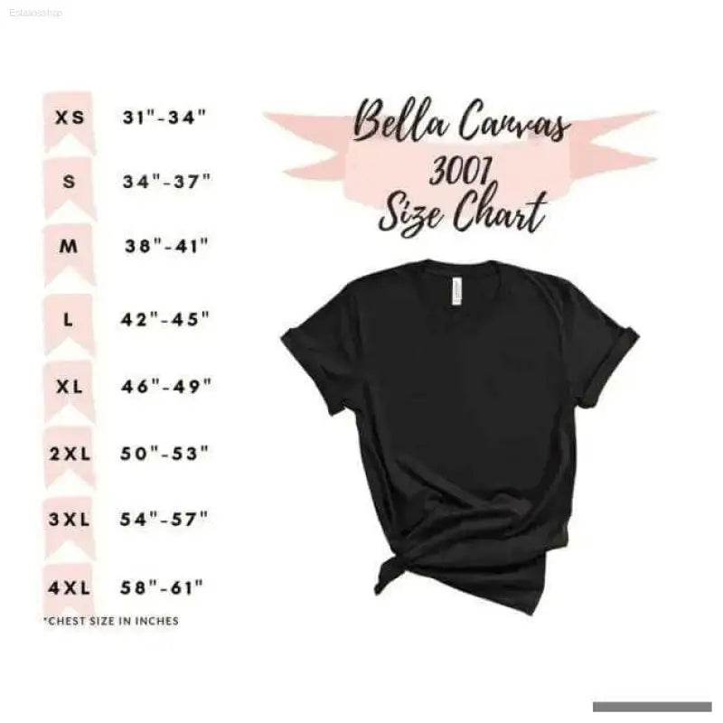 Bella Canvas 3001 size chart.