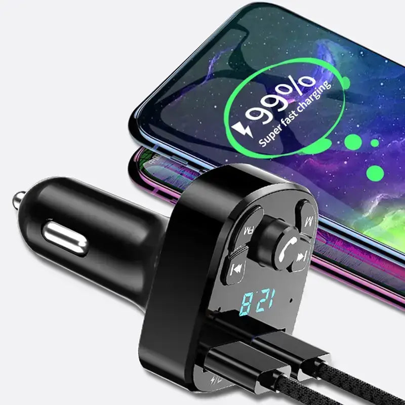 Rockin Ride Bluetooth FM Transmitter Dual USB Fast Charger - black - Other