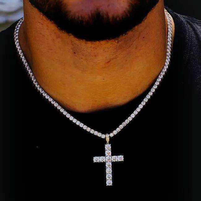 Dazzling Rose Gold Diamond Cross Pendant Necklace for Elegance - Estalios