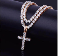 Dazzling Rose Gold Diamond Cross Pendant Necklace for Elegance - Estalios