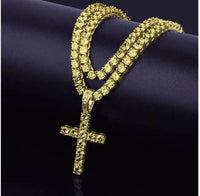Dazzling Rose Gold Diamond Cross Pendant Necklace for Elegance - Estalios