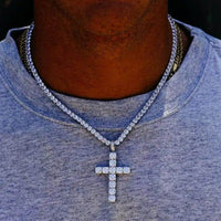 Dazzling Rose Gold Diamond Cross Pendant Necklace for Elegance - Estalios