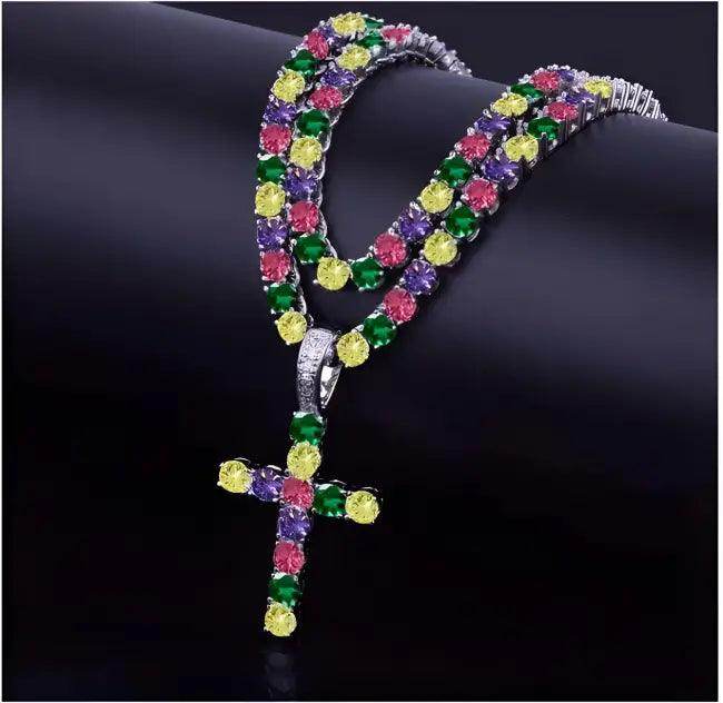 Dazzling Rose Gold Diamond Cross Pendant Necklace for Elegance - Estalios