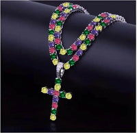Dazzling Rose Gold Diamond Cross Pendant Necklace for Elegance - Estalios