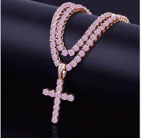 Dazzling Rose Gold Diamond Cross Pendant Necklace for Elegance - Estalios