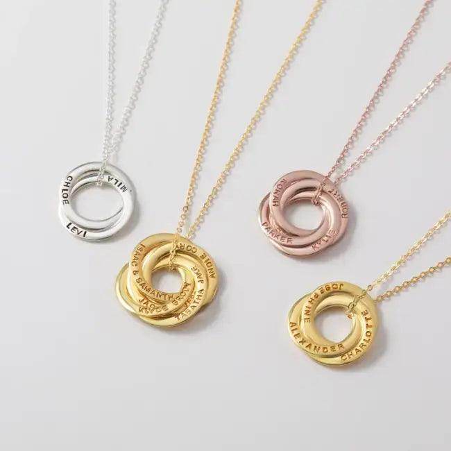 Dazzling Rose Gold Interlocking Circle Pendant for Chic Style - Estalios
