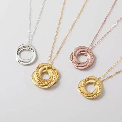 Dazzling Rose Gold Interlocking Circle Pendant for Chic Style - Estalios