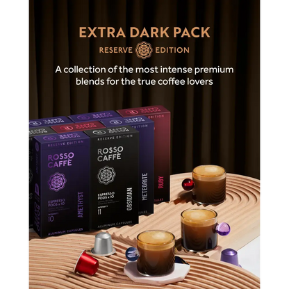 Coffee capsule variety pack featuring Rosso Caffè Espresso Nespresso Original Pods