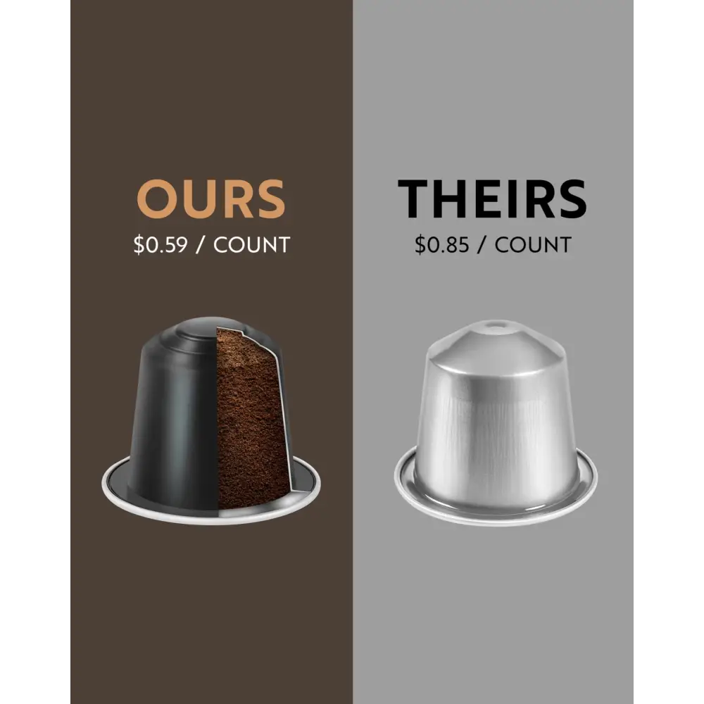 Coffee capsule comparison featuring Rosso Caffè Espresso Nespresso Original Pods