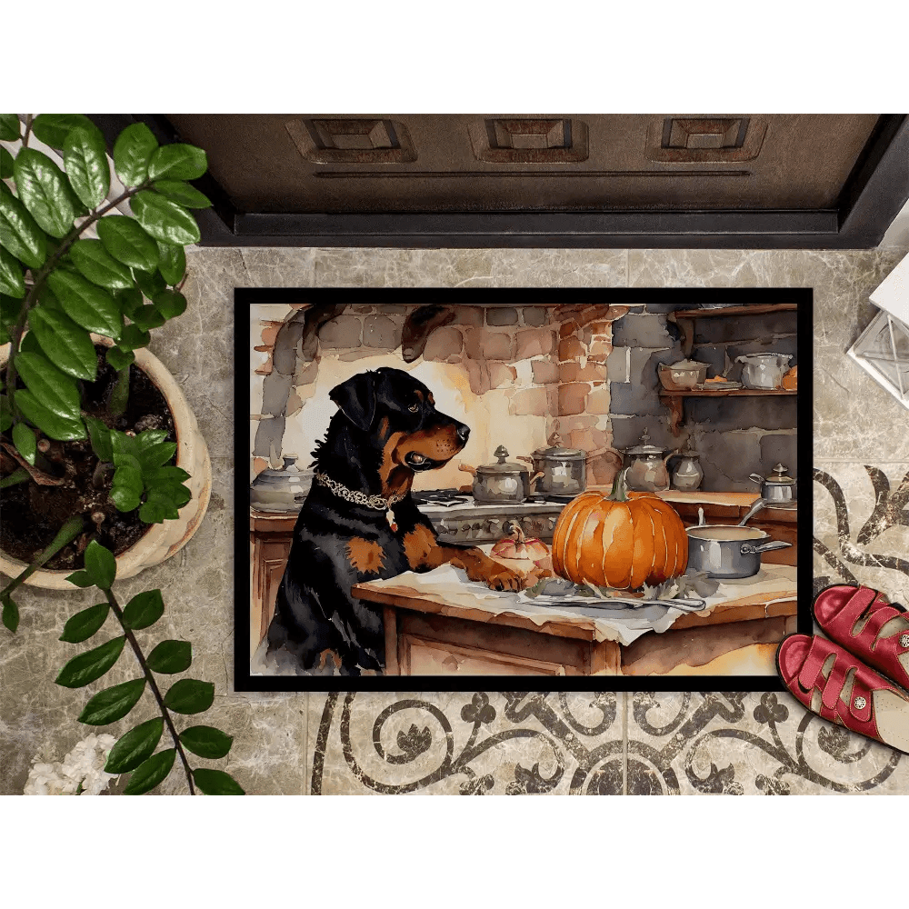Rottweiler Fall Doormat - Non-Slip, Washable Rug - Estalios