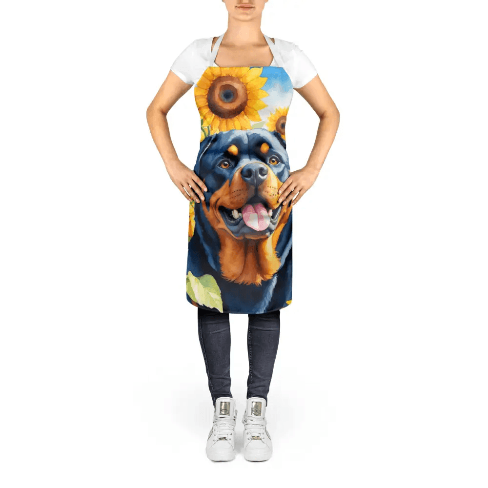 Rottweiler in Sunflowers Apron for Cooking and Gardening - Estalios