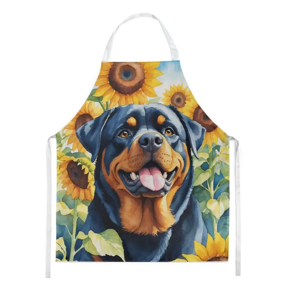 Rottweiler in Sunflowers Apron for Cooking and Gardening - Estalios