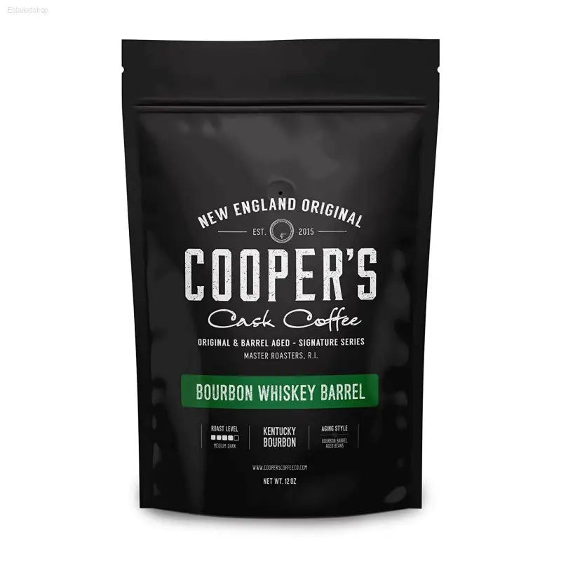 Rye Whiskey Barrel Aged Coffee - Medium Roast Ethiopian Beans, 12 Oz Ground Bags - Estalios