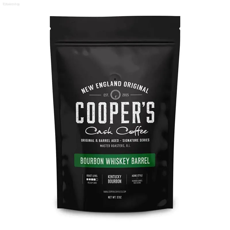 Rye Whiskey Barrel Aged Coffee - Medium Roast Ethiopian Beans, 12 Oz Ground Bags - Estalios