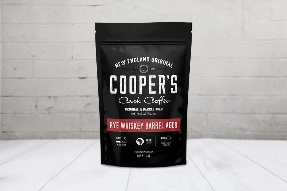 Rye Whiskey Barrel Aged Coffee - Medium Roast Ethiopian Beans, 12 Oz Ground Bags - Estalios