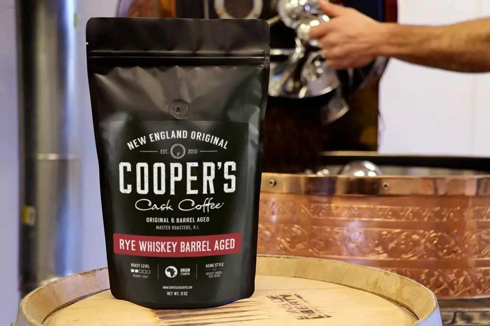 Rye Whiskey Barrel Aged Coffee - Medium Roast Ethiopian Beans, 12 Oz Ground Bags - Estalios