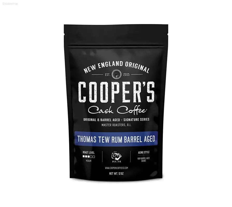 Rye Whiskey Barrel Aged Coffee - Medium Roast Ethiopian Beans, 12 Oz Ground Bags - Estalios