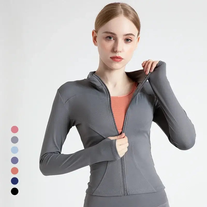 S-3XL Women’s Tracksuit Jacket Slim Fit Long Sleeved Fitness Coat Yoga Tops With Thumb Holes Gym Jacket Workout