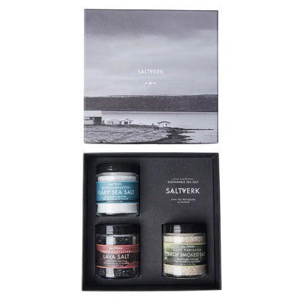 Saltverk Birch Smoked Salt Luxury Gift Box featuring a variety of gourmet salts