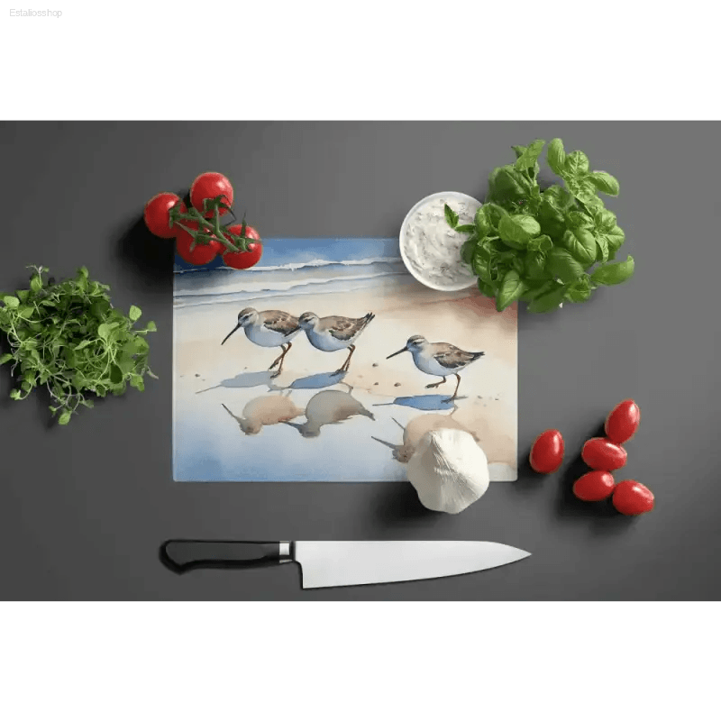 Sandpiper Splash Cutting Board: Coastal Kitchen Magic! Introducing the Beach Bird Watercolor Cutting Board, a Vibrant Addition to any Kitchen! this Cutting Board Isn't - Estalios