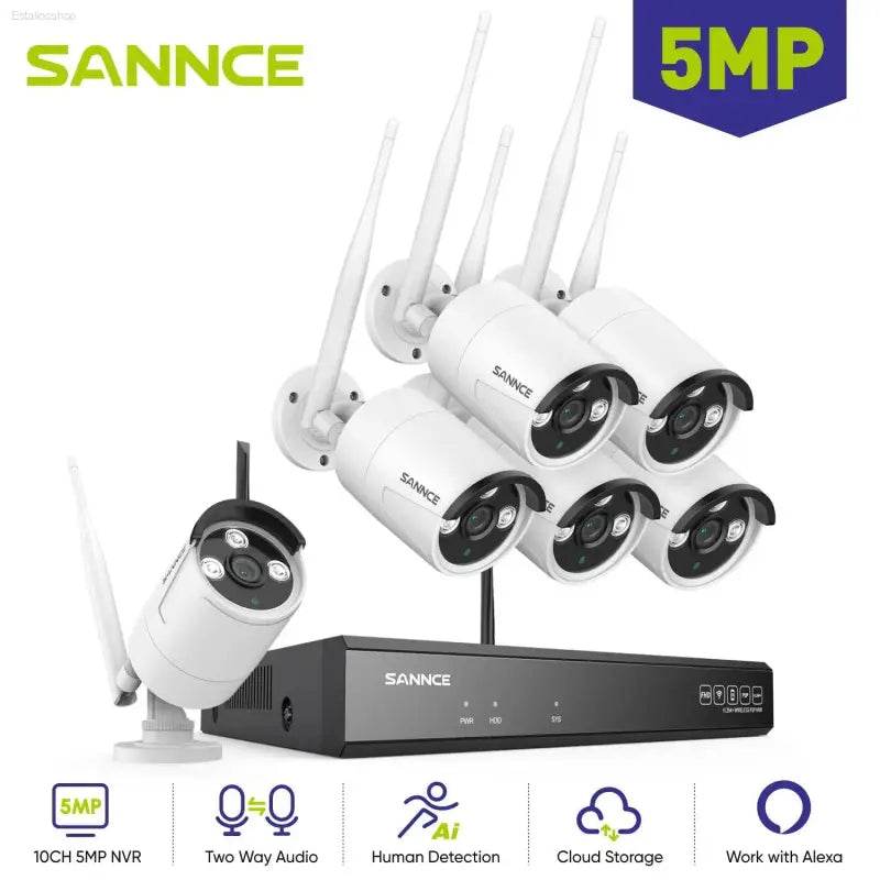 SANNCE 5MP Wifi Surveillance Camera System Smart IR Night Vision Two Way Voice Motion Detection Wifi Security Protectio Camera - Estalios