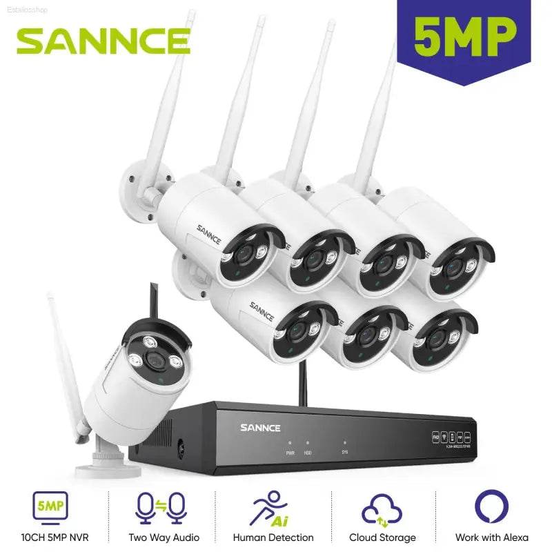 SANNCE 5MP Wifi Surveillance Camera System Smart IR Night Vision Two Way Voice Motion Detection Wifi Security Protectio Camera - Estalios