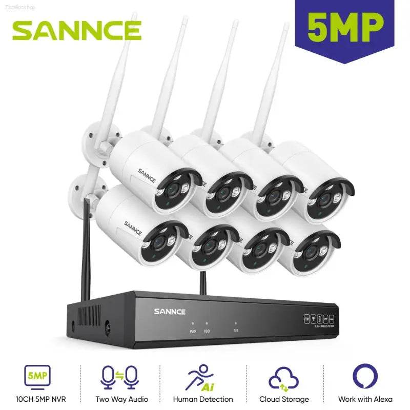 SANNCE 5MP Wifi Surveillance Camera System Smart IR Night Vision Two Way Voice Motion Detection Wifi Security Protectio Camera - Estalios