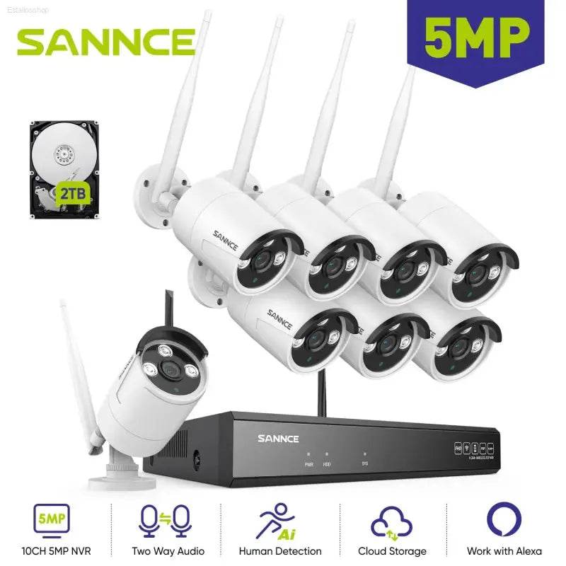 SANNCE 5MP Wifi Surveillance Camera System Smart IR Night Vision Two Way Voice Motion Detection Wifi Security Protectio Camera - Estalios