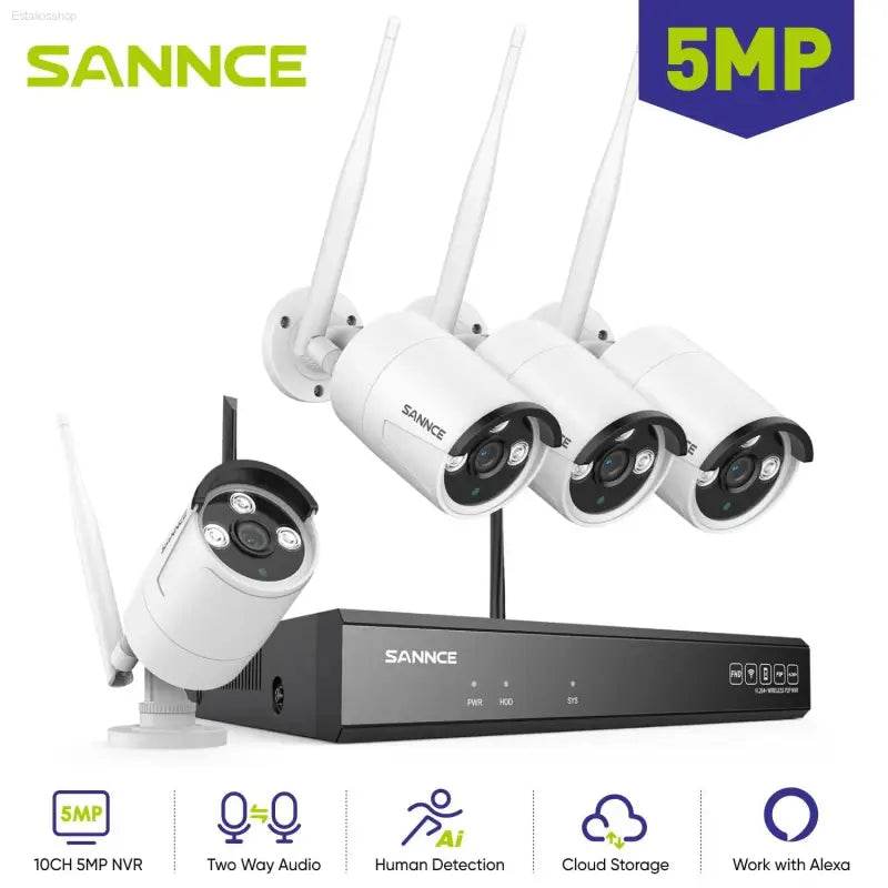 SANNCE 5MP Wifi Surveillance Camera System Smart IR Night Vision Two Way Voice Motion Detection Wifi Security Protectio Camera - Estalios