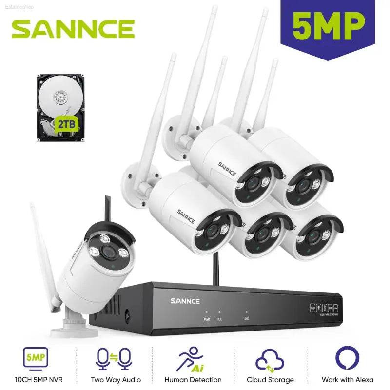 SANNCE 5MP Wifi Surveillance Camera System Smart IR Night Vision Two Way Voice Motion Detection Wifi Security Protectio Camera - Estalios