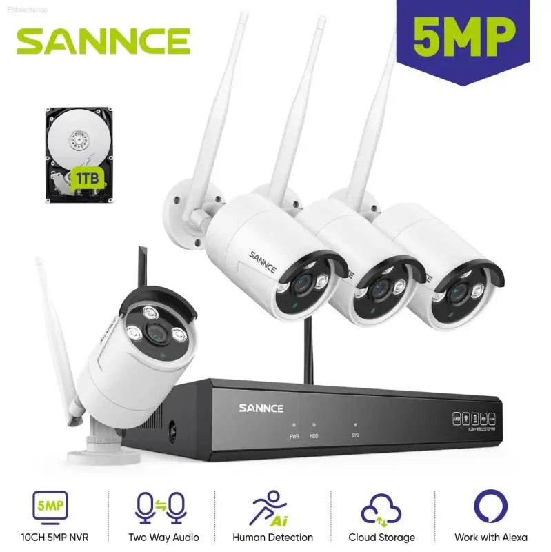 SANNCE 5MP Wifi Surveillance Camera System Smart IR Night Vision Two Way Voice Motion Detection Wifi Security Protectio Camera - Estalios